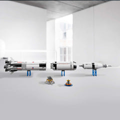 LEGO Apollo Saturn V display stand elevating the tall model.
