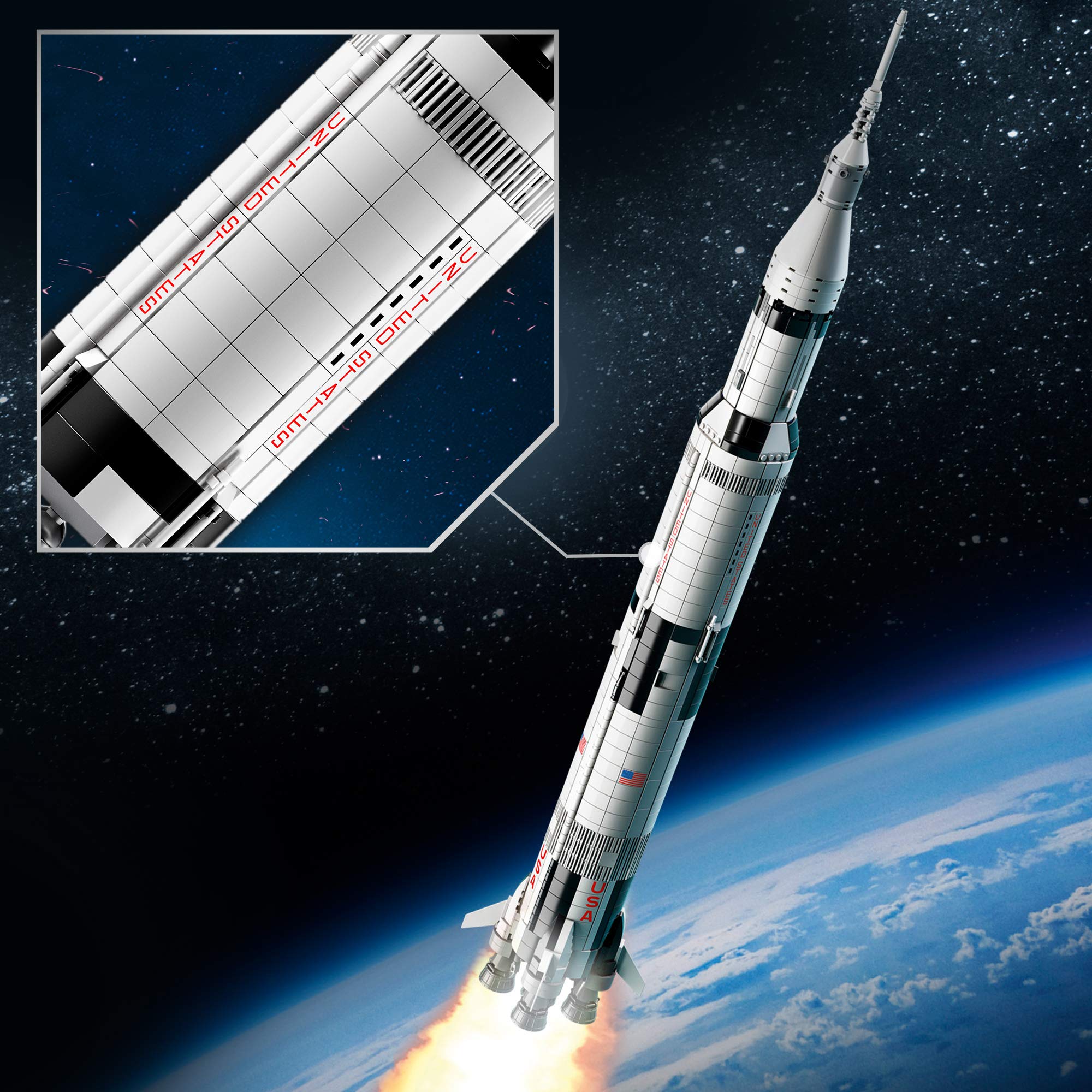 LEGO Apollo Saturn V launch escape system detail for accurate display.