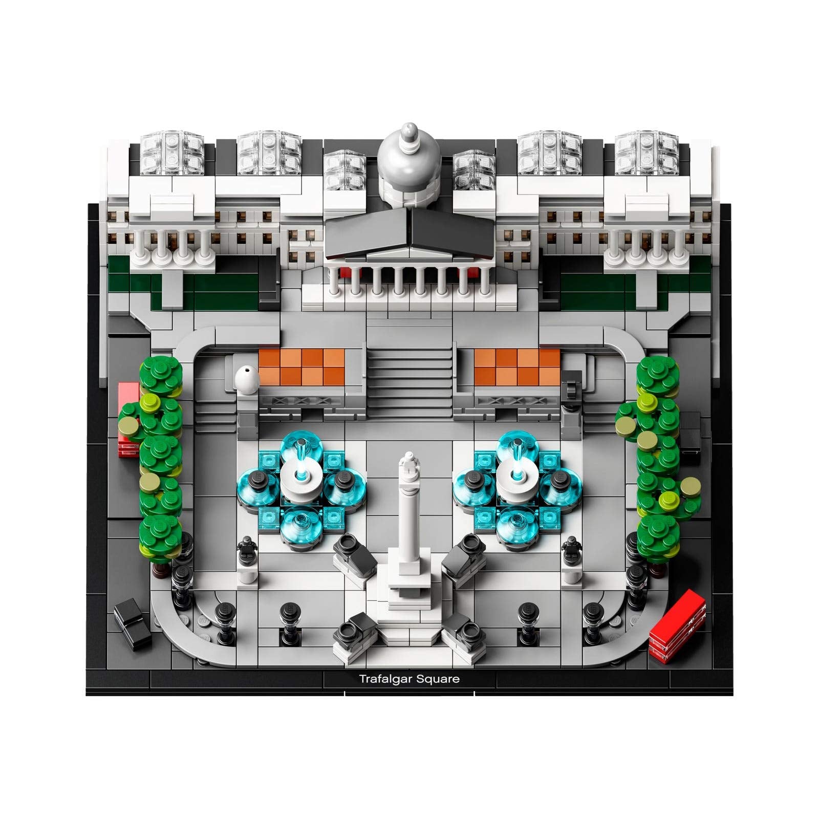 LEGO Architecture 21045 Trafalgar Square fountains and sculpture plinths for learning architecture.