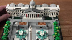 LEGO Architecture 21045 Trafalgar Square Nelson's Column with four lions for shelf display.
