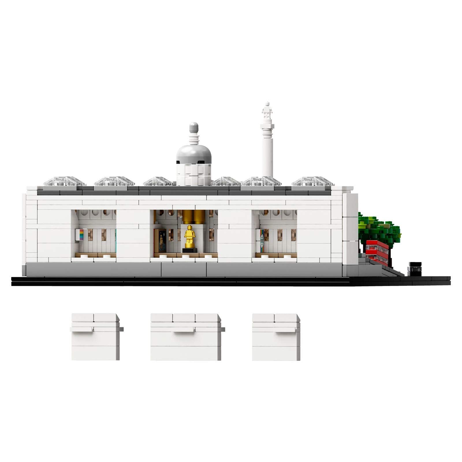 LEGO Architecture 21045 Trafalgar Square sculpture plinths and gallery facade details.