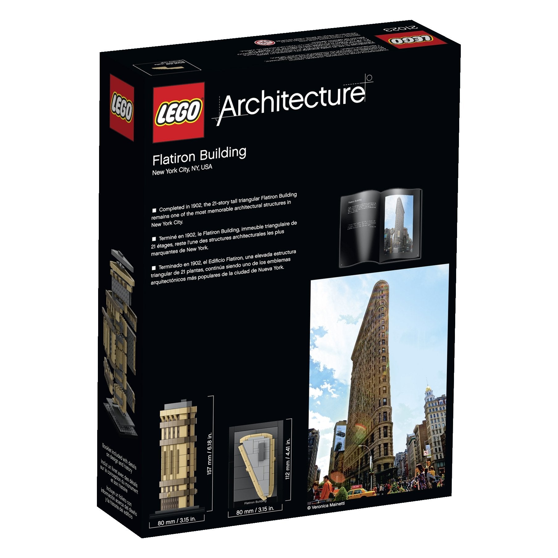 LEGO Architecture Flatiron Building model penthouse detail for historic feel.