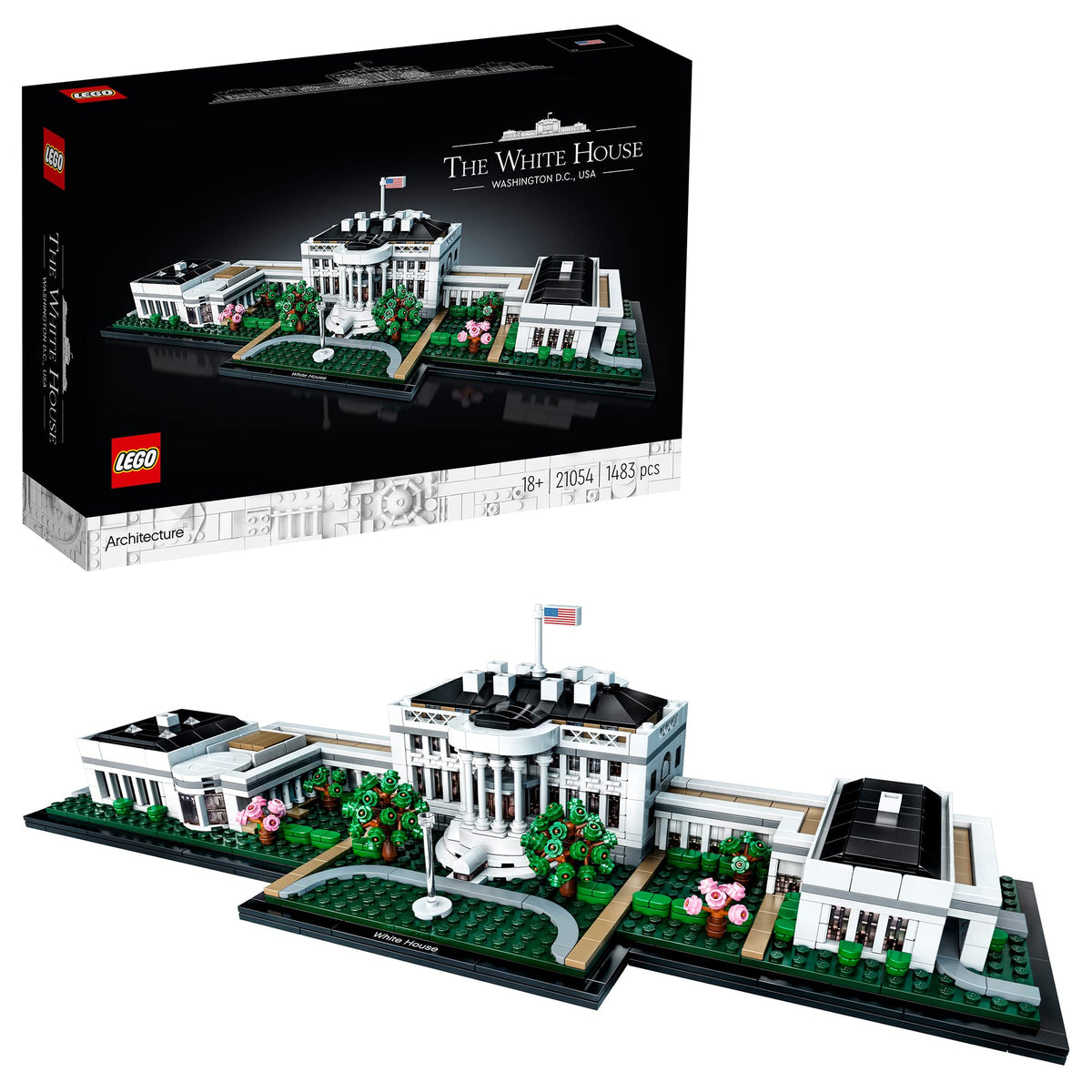 LEGO Architecture White House front view highlights neoclassical detailing for stylish display