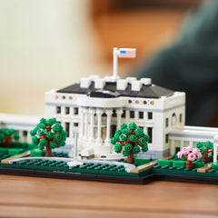 LEGO Architecture White House west wing view highlights surrounding gardens for immersive display