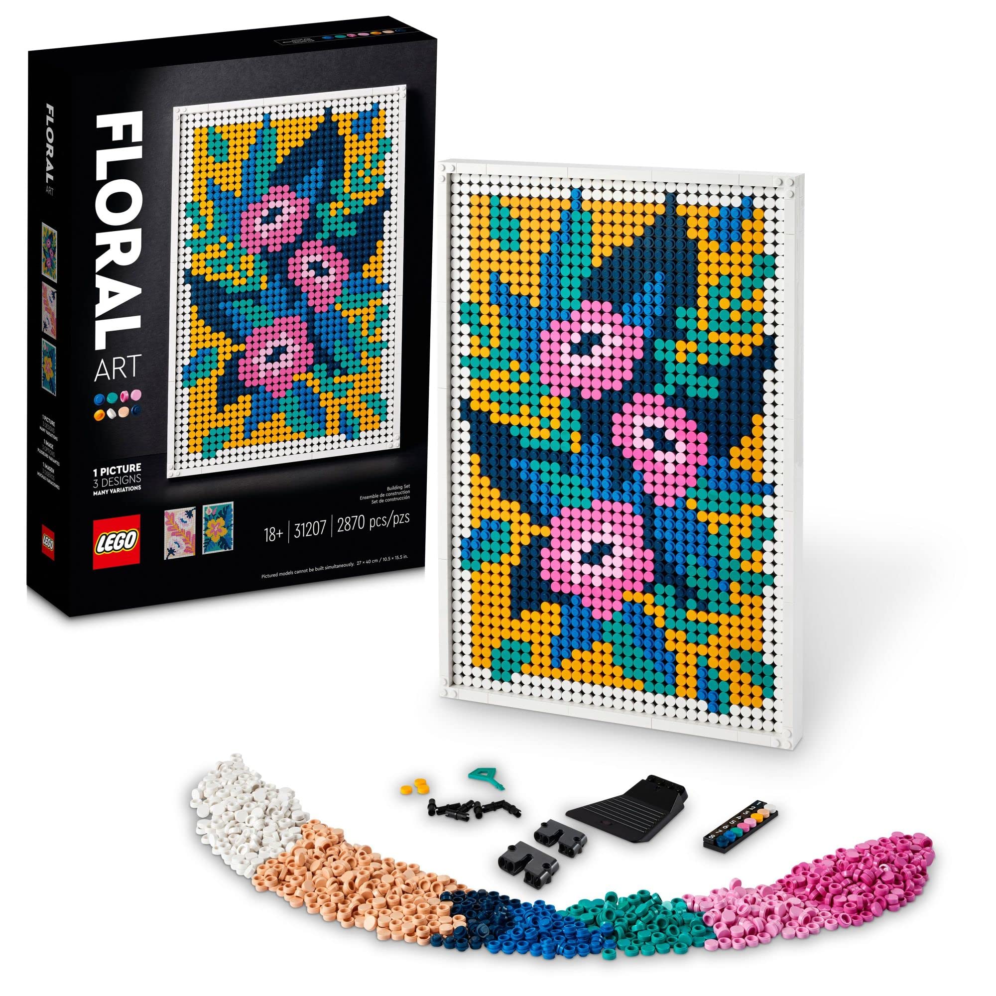 LEGO Art Floral Art 31207 box cover shows bold colors for home decor