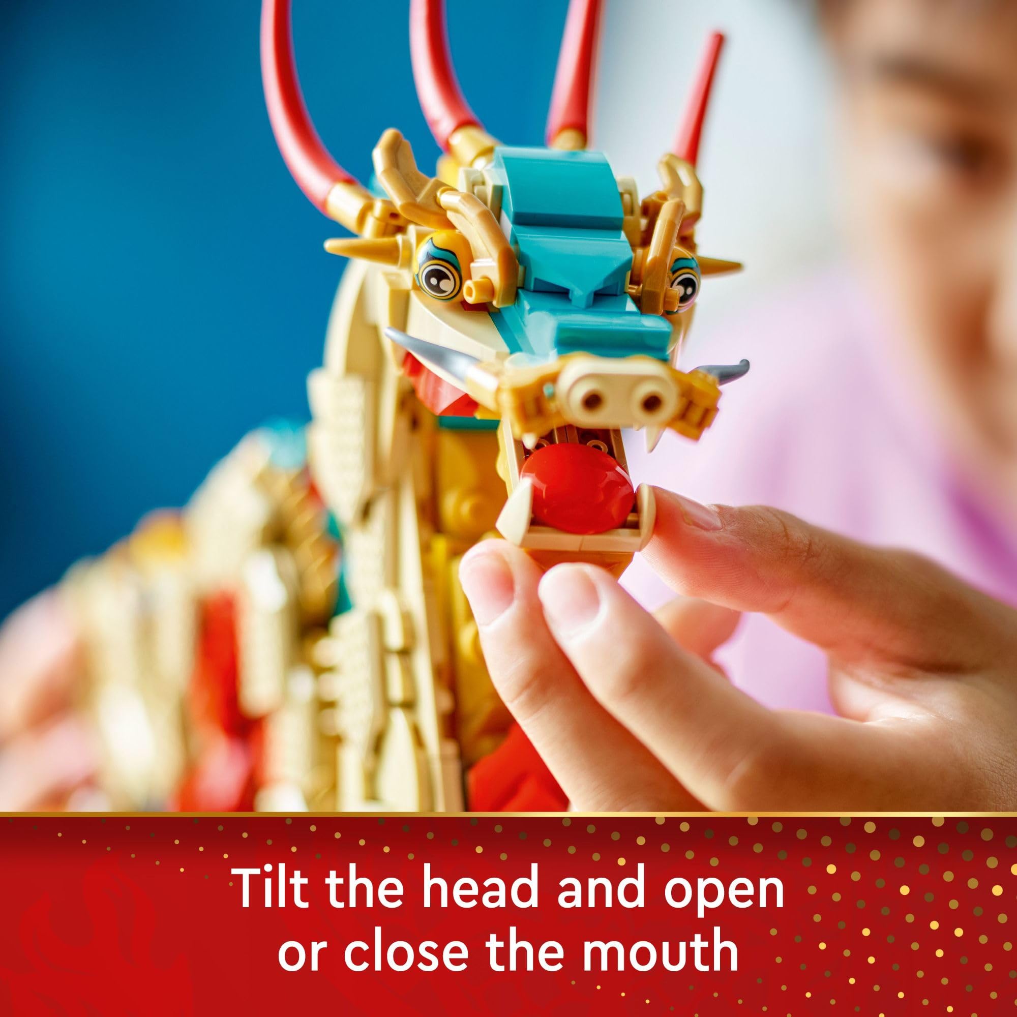 LEGO Auspicious Dragon printed eyes and scales for authentic look