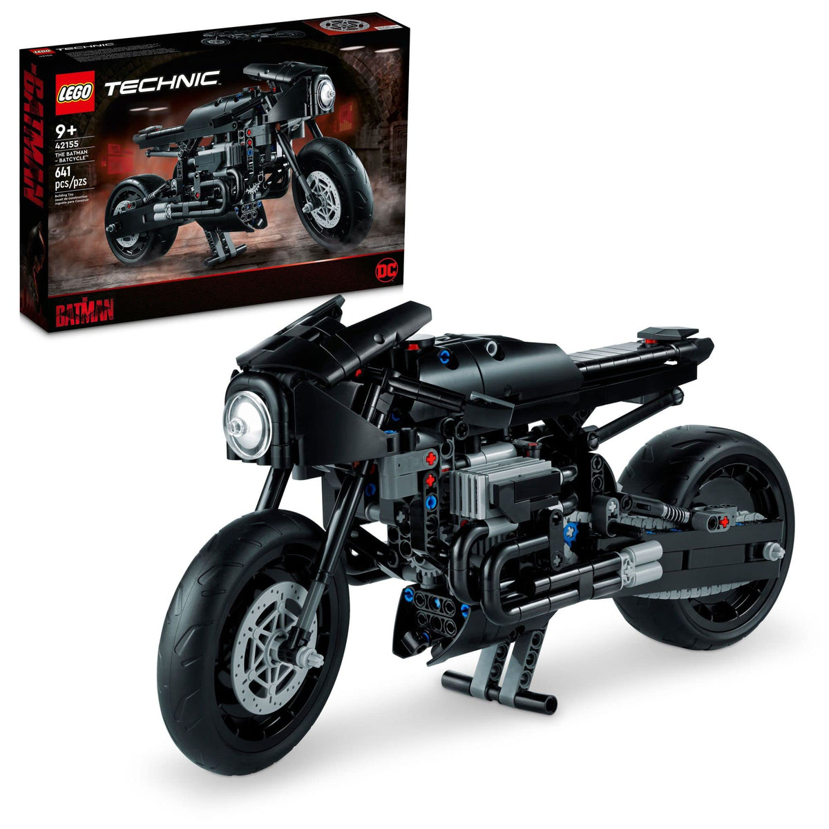 LEGO Batman Batcycle front view for display and collection