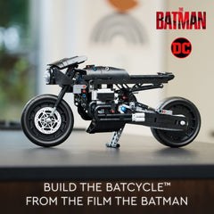 LEGO Batman Batcycle side view highlighting moving mechanisms