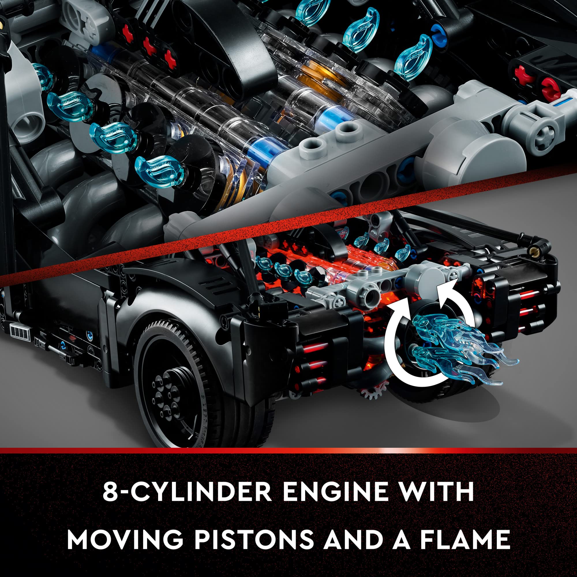 LEGO Batman Batmobile light bricks highlight engine glow and front illumination