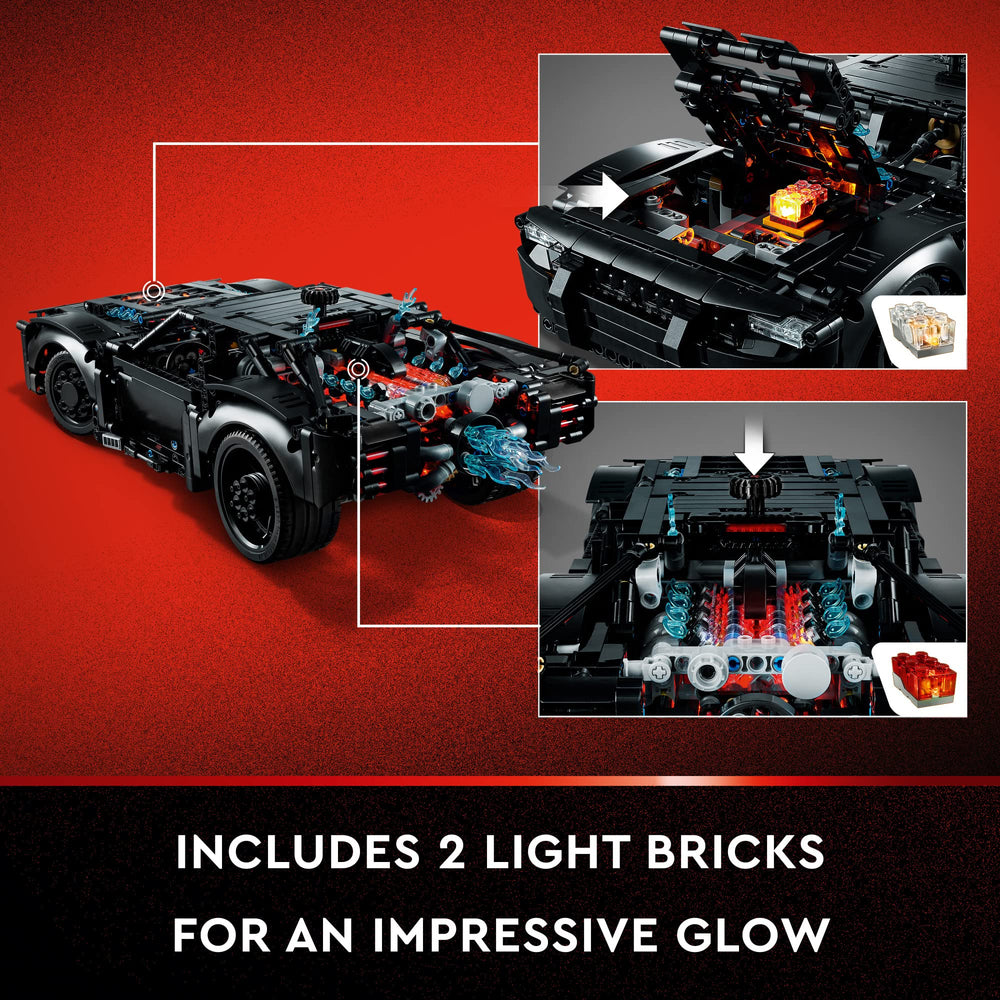 LEGO Batman Batmobile piston engine details showing moving pistons