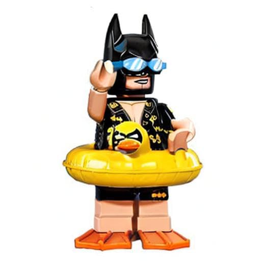 LEGO Batman Vacation minifigure in a display-ready pose for The Batman Movie collection
