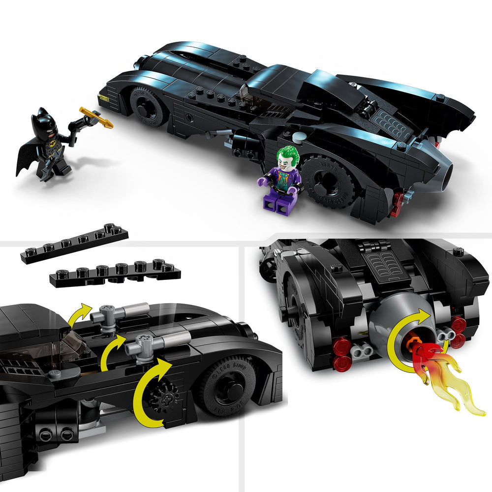 LEGO Batmobile flaming exhaust rotates during action sequences