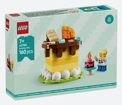 LEGO 40780 Birthday Cake features a yellow layered cake for imaginative play and display.