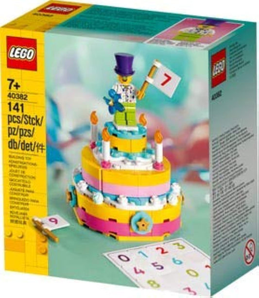 LEGO 40382 Birthday cake set, a colorful build for party decor and imaginative play.