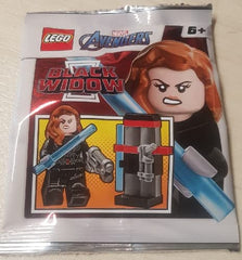 LEGO Black Widow dual barrel pistol included for authentic combat detail.