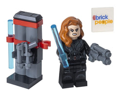 LEGO Black Widow minifigure with authentic details for display and imaginative play.