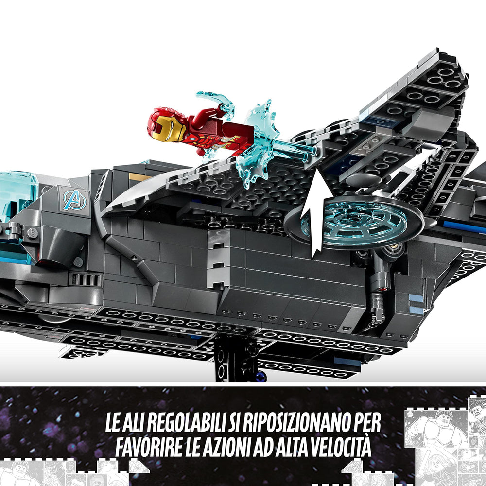 LEGO Black Widow minifigure adds hero presence to Quinjet adventures.
