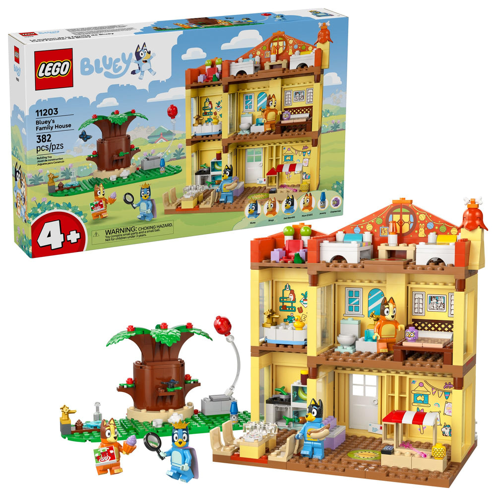 LEGO Bluey Family House front view promotes easy pretend play in a bright home setting