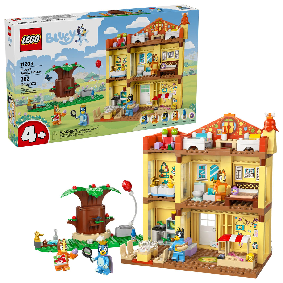 LEGO Bluey Family House front view promotes easy pretend play in a bright home setting