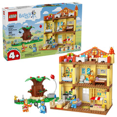 LEGO Bluey Family House front view promotes easy pretend play in a bright home setting