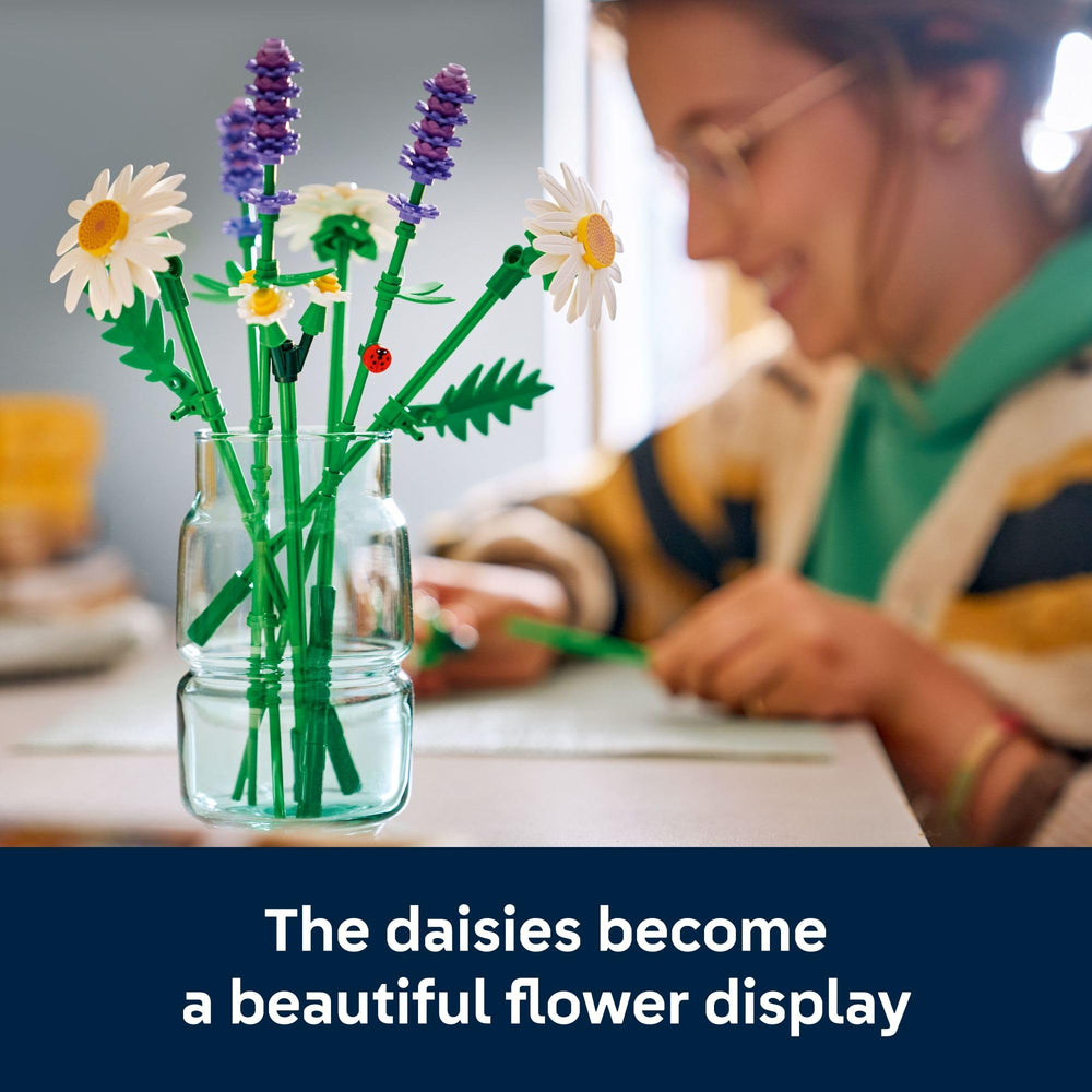 LEGO Botanicals Daisies display for bedrooms or desks enhances ambiance
