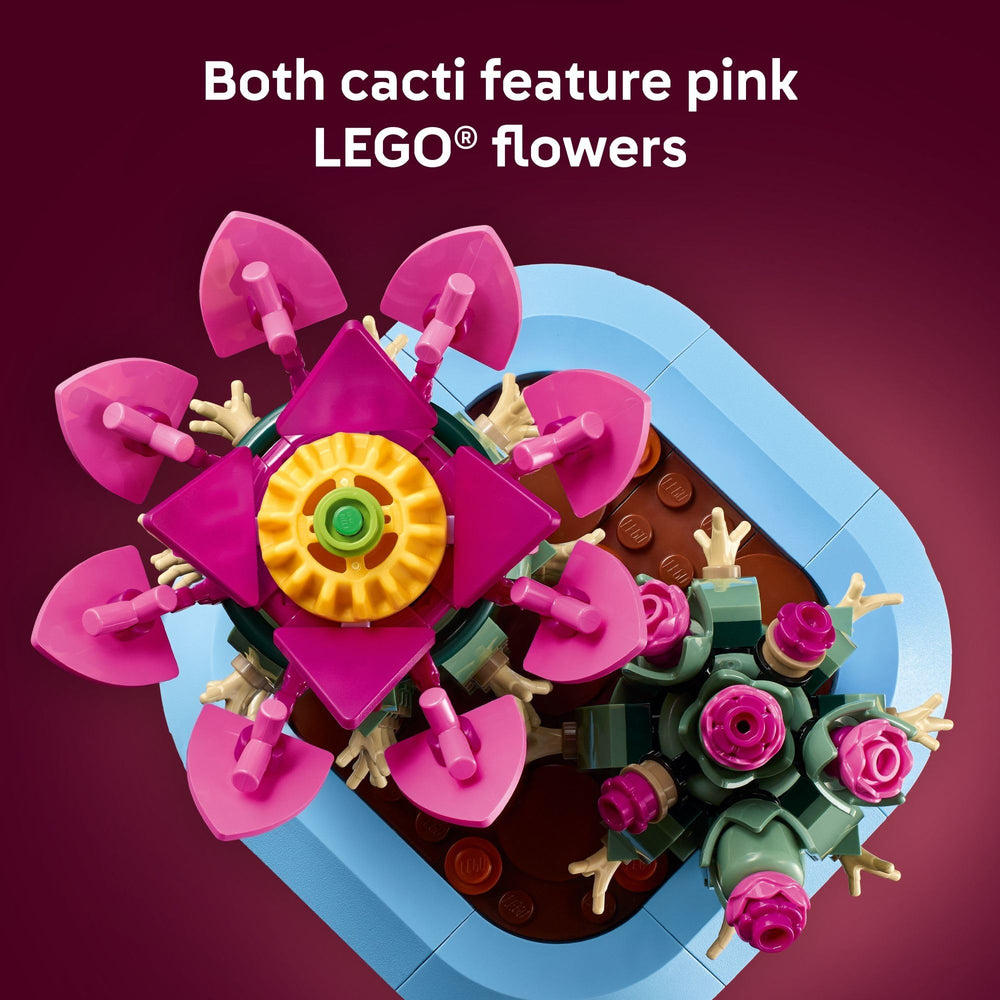 LEGO Botanicals Flowering Cactus pastel blue pot ready for room display