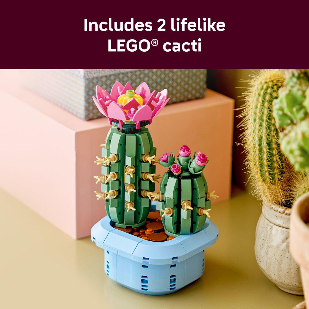 LEGO Botanicals Flowering Cactus small buds on a curved green cactus for desk decor
