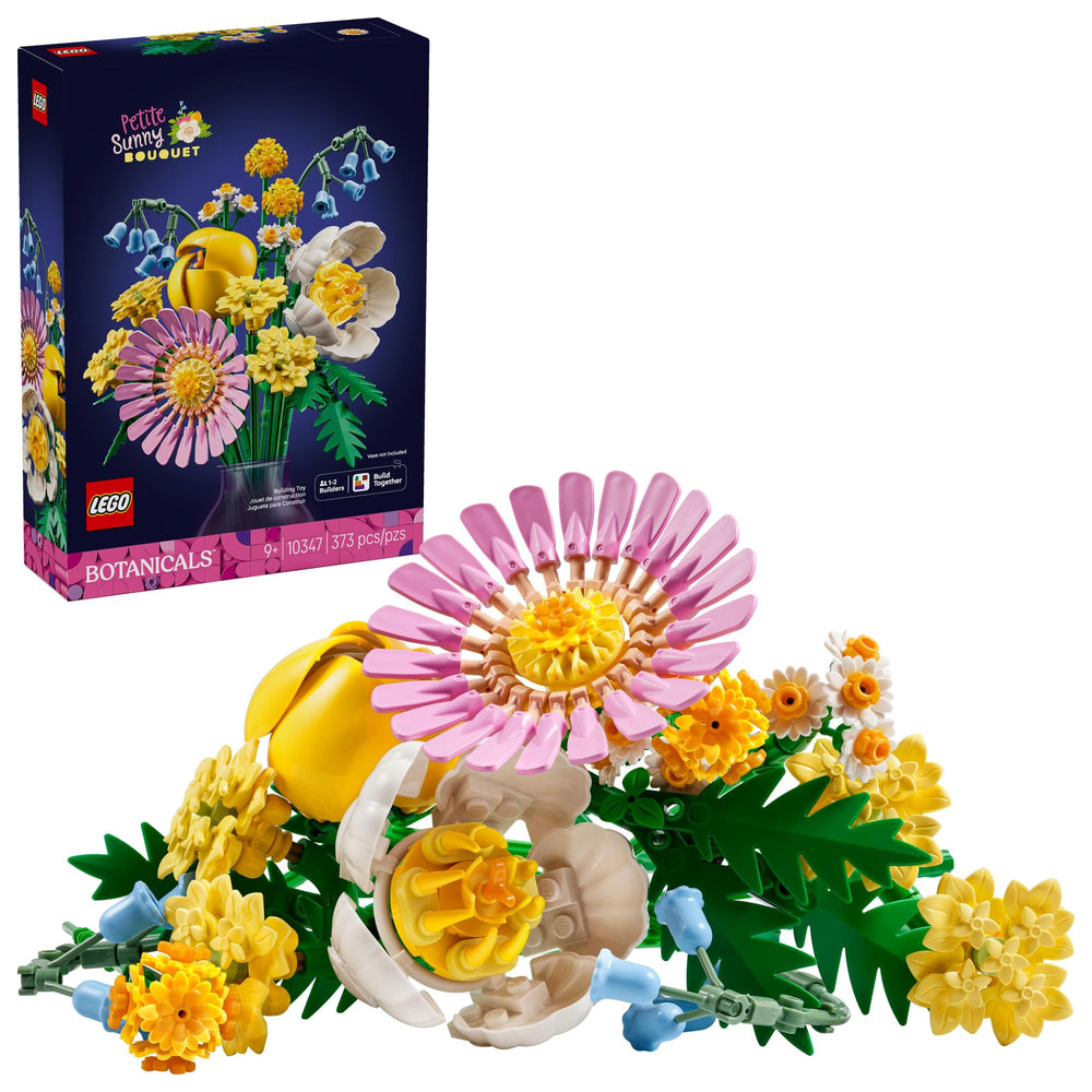 LEGO Botanicals Petite Sunny Bouquet assembly, showcasing brick flowers for creative play