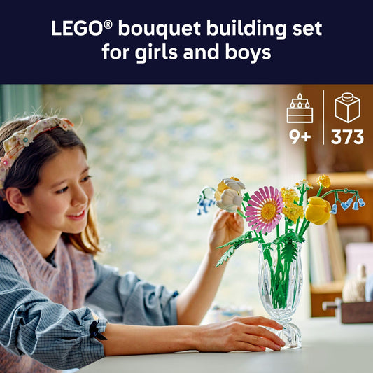 LEGO Botanicals Petite Sunny Bouquet close-up petals show brick texture for tactile design