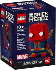 LEGO Brick Headz Iron Spider-Man 40670-91 PZ front view for display-ready appeal.