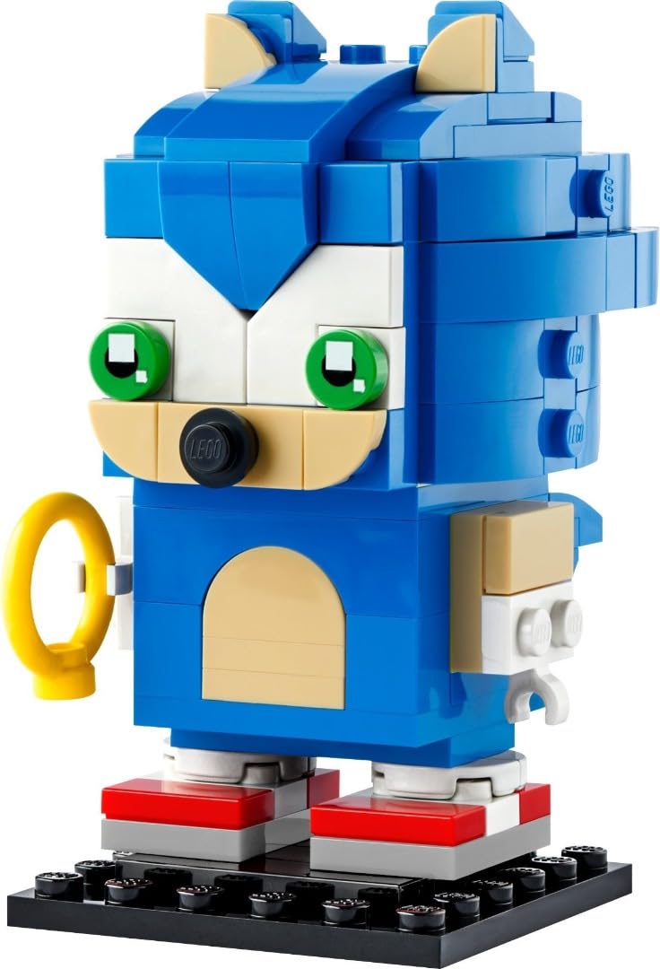 LEGO BrickHeadz Sonic blue display on shelf, perfect for gaming stations and collections