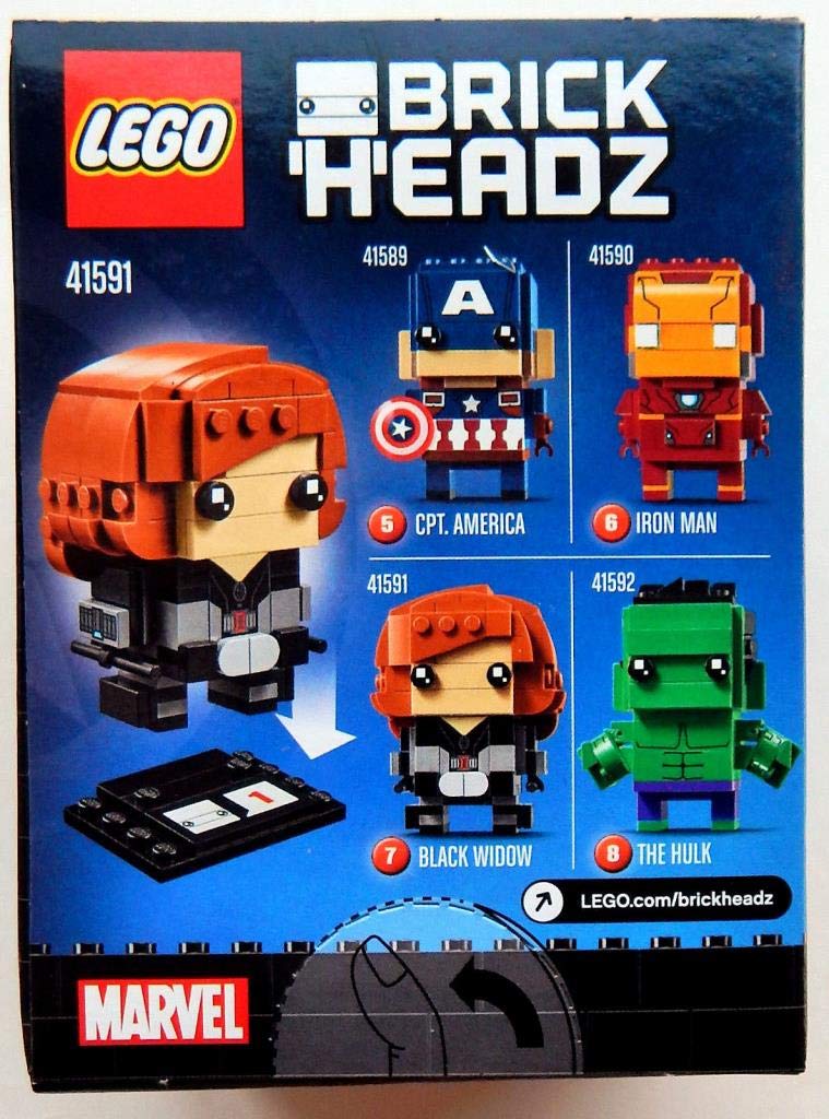 LEGO BrickHeadz Black Widow hair detail adds authentic styling for display.