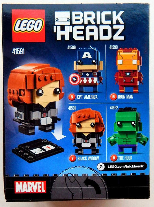LEGO BrickHeadz Black Widow hair detail adds authentic styling for display.
