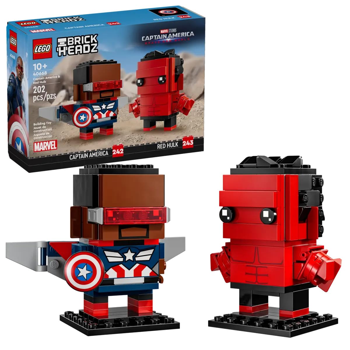 LEGO BrickHeadz Captain America front view for display and play