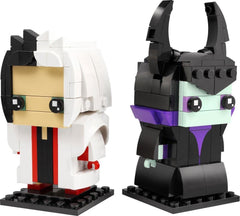 LEGO BrickHeadz Cruella and Maleficent duo, enhances shelves and storytelling setups.