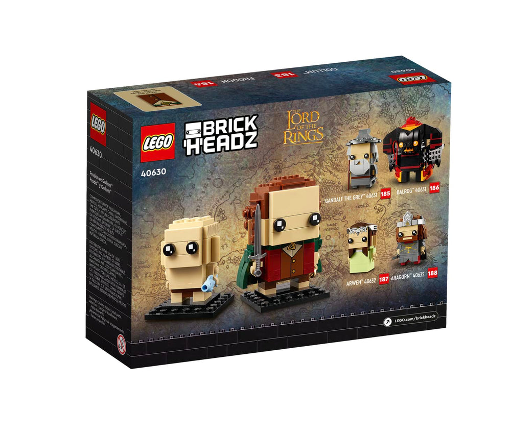 LEGO BrickHeadz Frodo sword and ring element adds iconic detail.