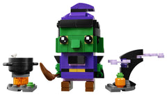 LEGO BrickHeadz Halloween Witch 40272 pumpkin accent boosts seasonal appeal.