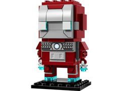 LEGO BrickHeadz Iron Man MK5 baseplate close-up showing suit colors and design