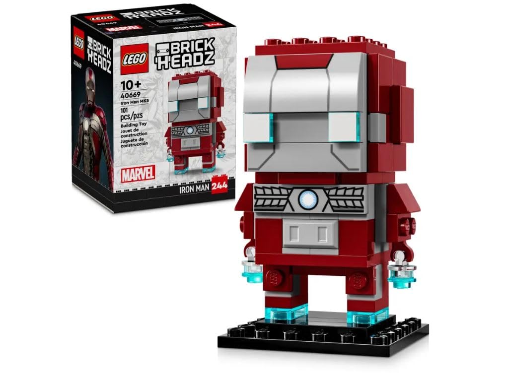 LEGO BrickHeadz Iron Man MK5 figure on baseplate for display and imaginative play