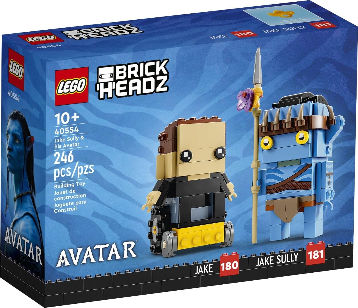 LEGO BrickHeadz Jake Sully and Avatar front view; ideal for display and imaginative play