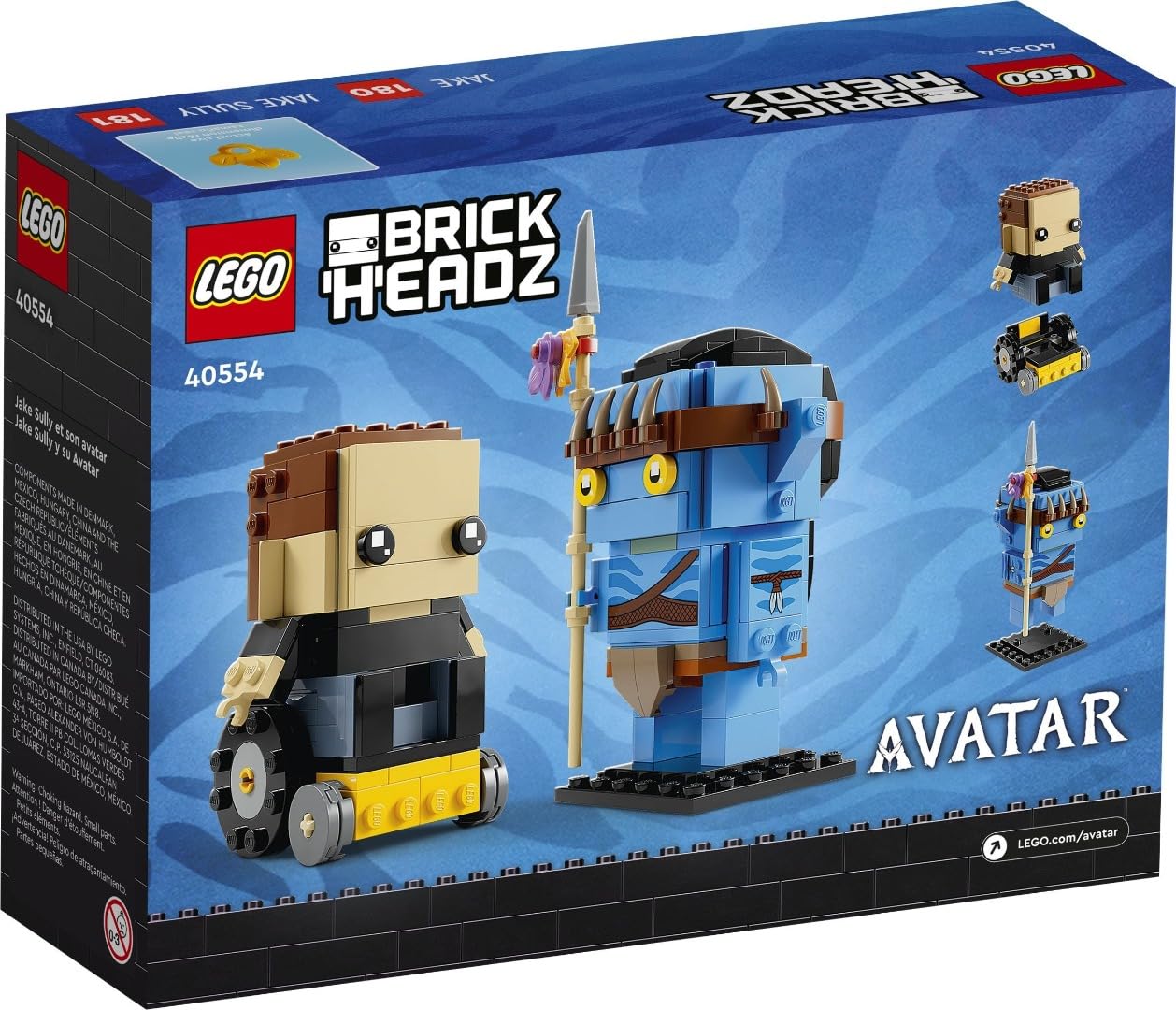 LEGO BrickHeadz Jake Sully in wheelchair close-up; perfect for collectors and Avatar fans