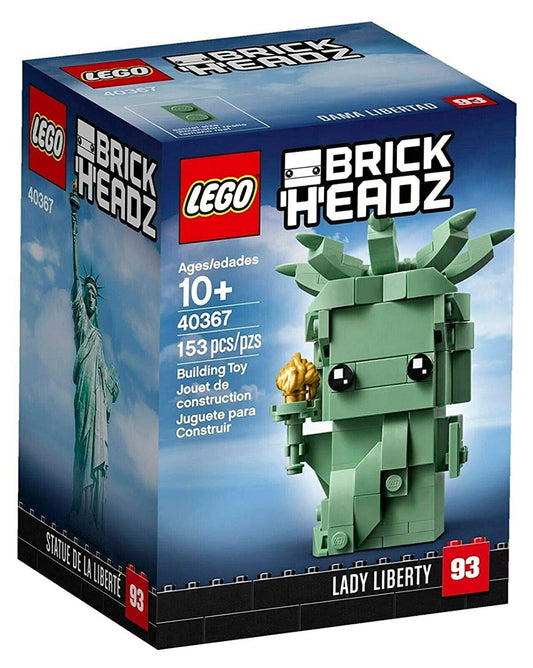 LEGO BrickHeadz Lady Liberty front view for display and collection.