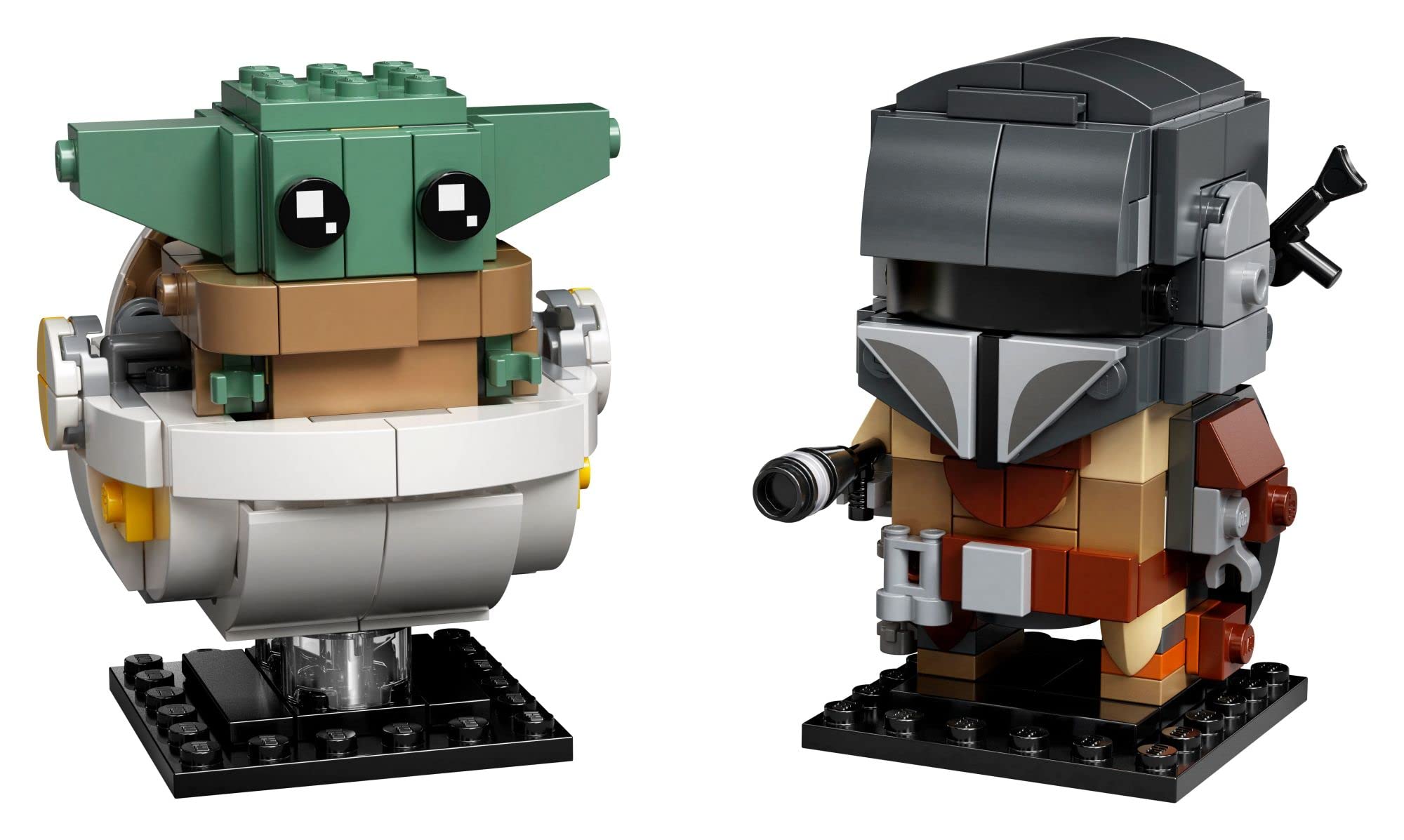 LEGO BrickHeadz Mandalorian weapons with back holster and pistol for authentic detail.