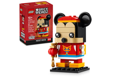 LEGO BrickHeadz Mickey Mouse envelope and lamp add festive charm to your shelf.