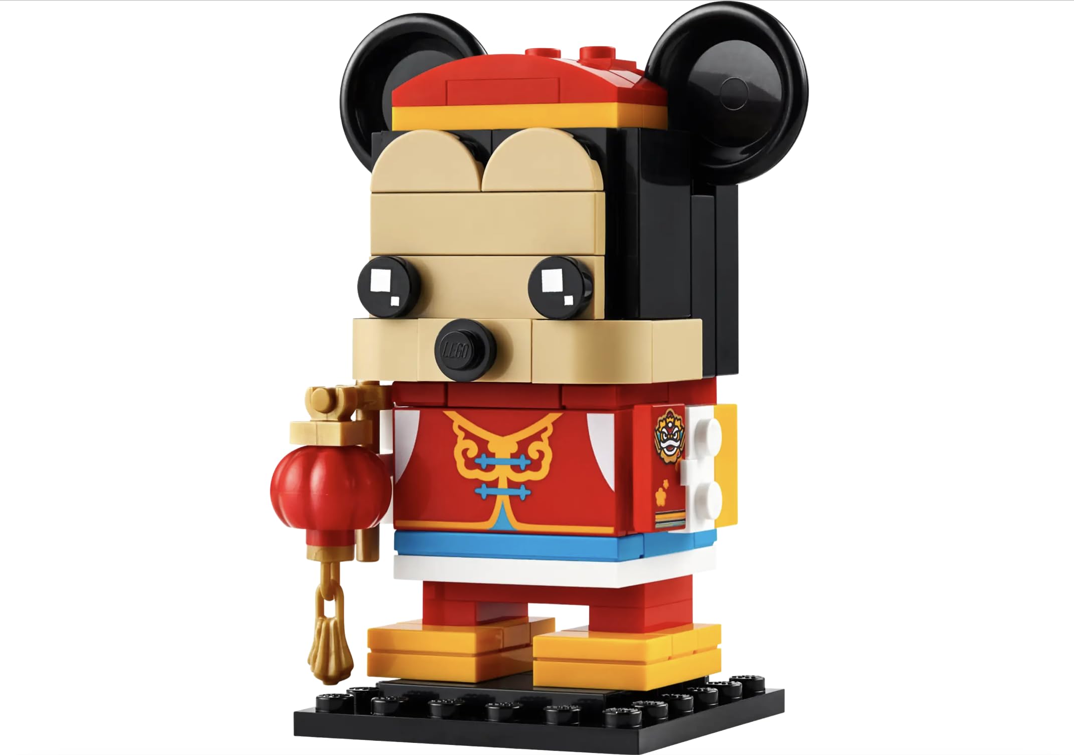 LEGO BrickHeadz Mickey Mouse Spring Party Tang suit detail enhances Lunar New Year display.