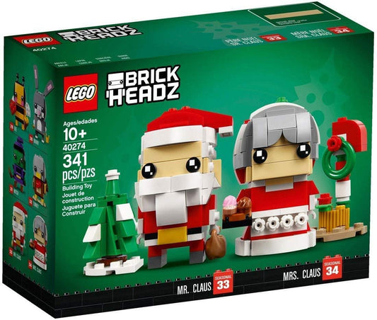 LEGO BrickHeadz Mr. & Mrs. Claus 40274 figures for festive display and collection