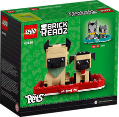 LEGO BrickHeadz Pets dogs in decorated basket on baseplate for creative display