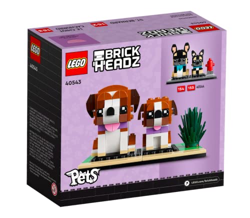 LEGO BrickHeadz 40543 set shown in build mode with pink collars.