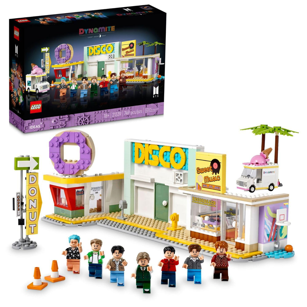 LEGO BTS Dynamite 21339 disco scene with minifigures for display and creative play