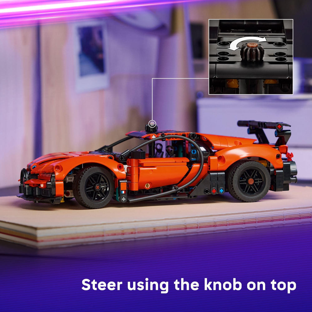 LEGO Bugatti Chiron Pur Sport engine detail emphasizing W16 mechanism for engineering curiosity.